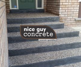 exposed aggregate steps with stamped concrete